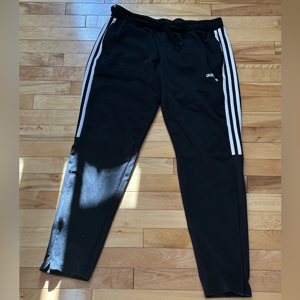 Adidas Women's Black Joggers with White Stripes